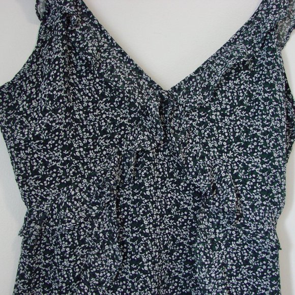 Floral Summer Sleeveless Mini Dress Storia Green White Ruffles Wedding Medium - Picture 5 of 16